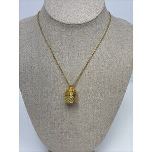 Joan Rivers Gold Tone Woven Gift Basket Box with Bow Pendant Chain Necklace